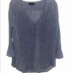 Dark blue Polkadot half sleeve top